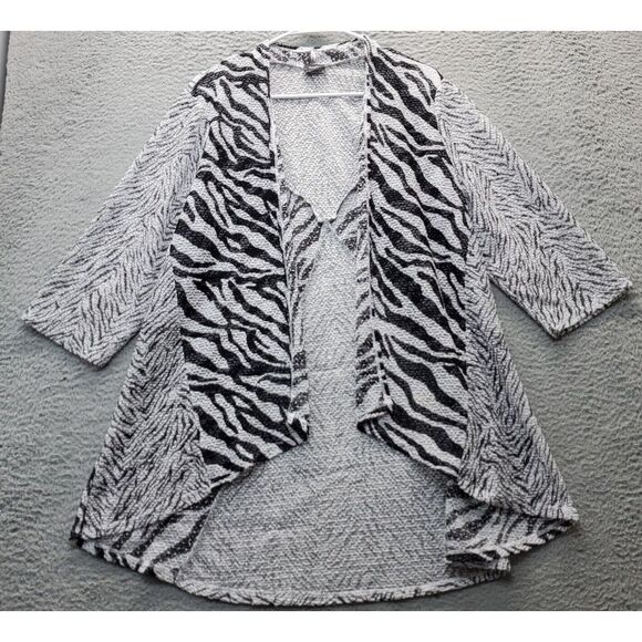 Travelers Collection By Chico's Cardigan Sweater Womens Multi Sheer Animal Print - Picture 1 of 7